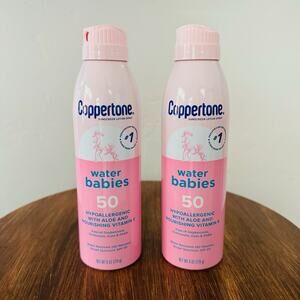 Coppertone Water Babies Spray Sunscreen SPF 50, 6 Oz, Lot Of 2 Sealed Exp 7/27